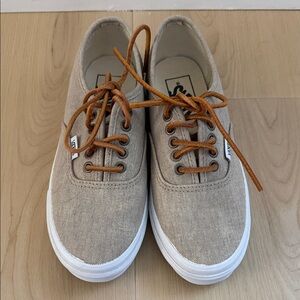 NWOT Vans Beige Canvas Sneakers with White Soles